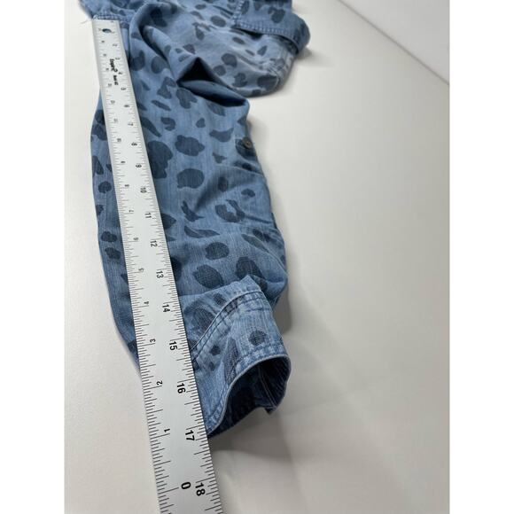 Side‎ Stitch Button-Down Shirt Animal Print Painted Polka Dot Blue Women's XS - Picture 11 of 11